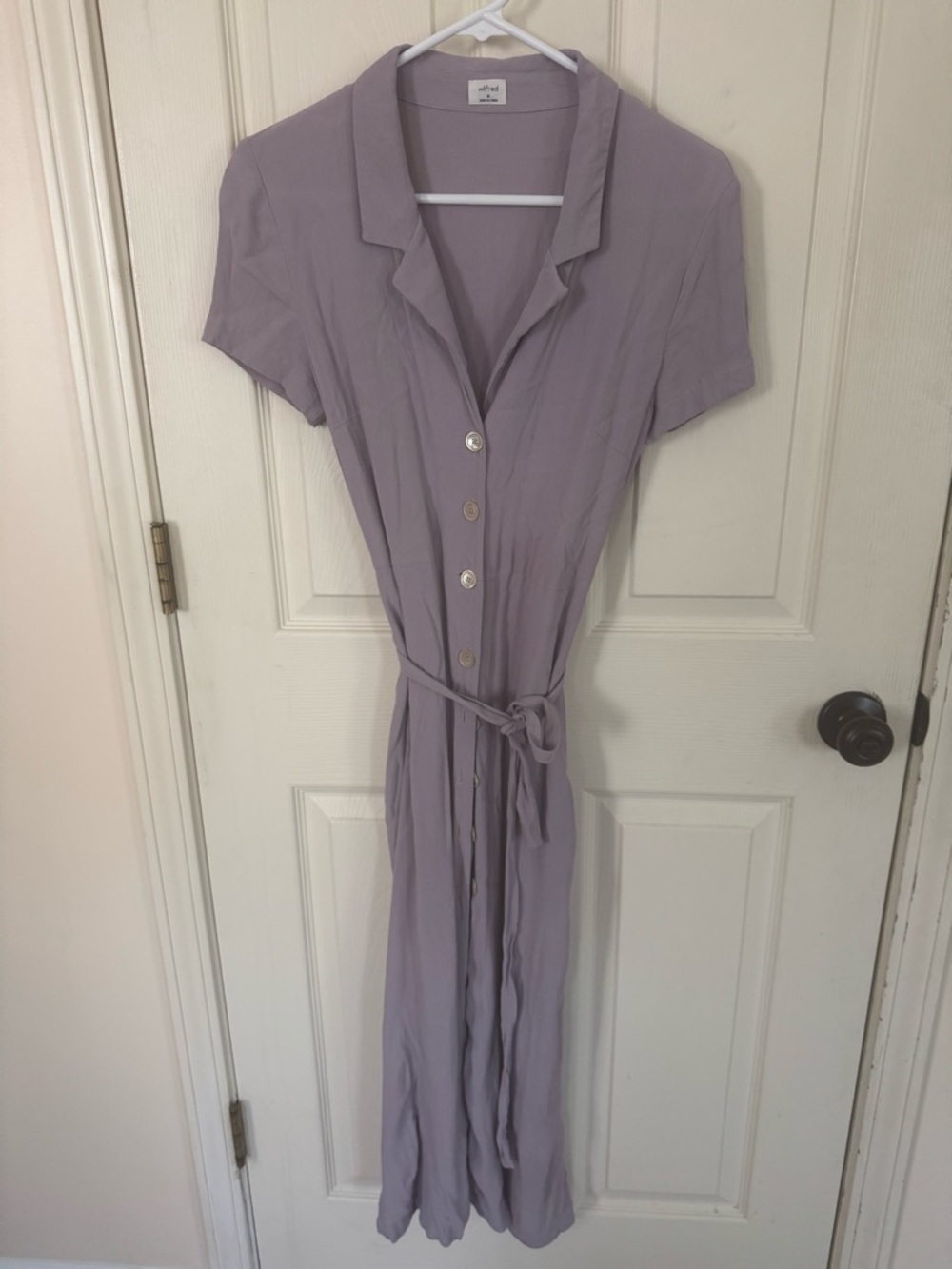Aritzia Shirt Dress - Lavender Button-Front Maxi Dress with Waist Tie